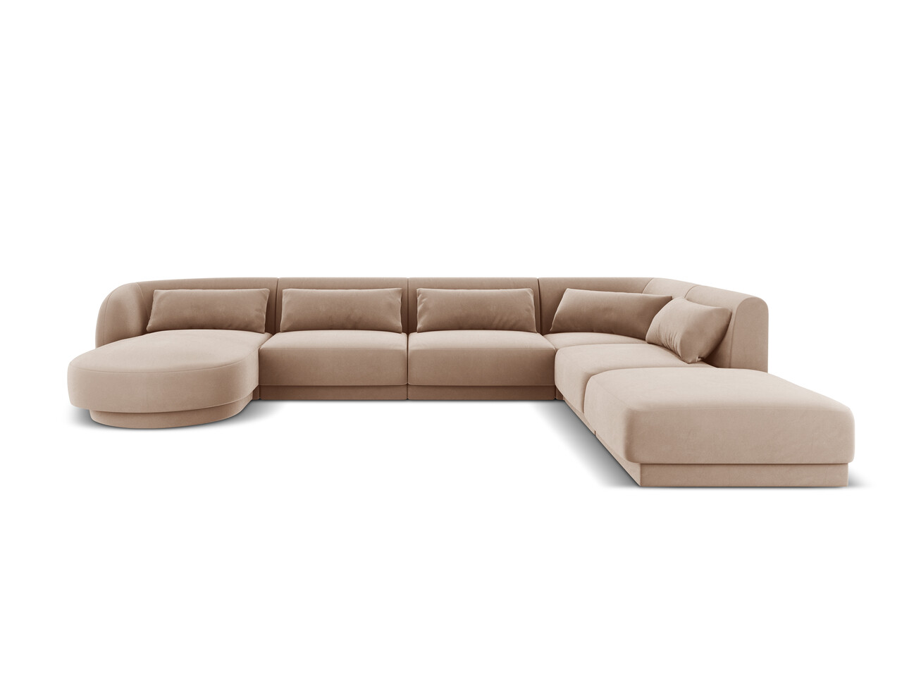 Coltar panoramic dreapta 6 locuri, Tulum, Cosmopolitan Design, 330x255x70 cm, catifea, bej - imagine 6